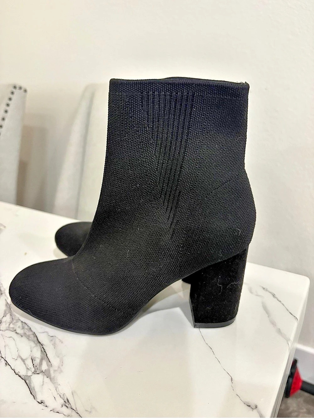 Mia Black Block Heel Ankle Boots